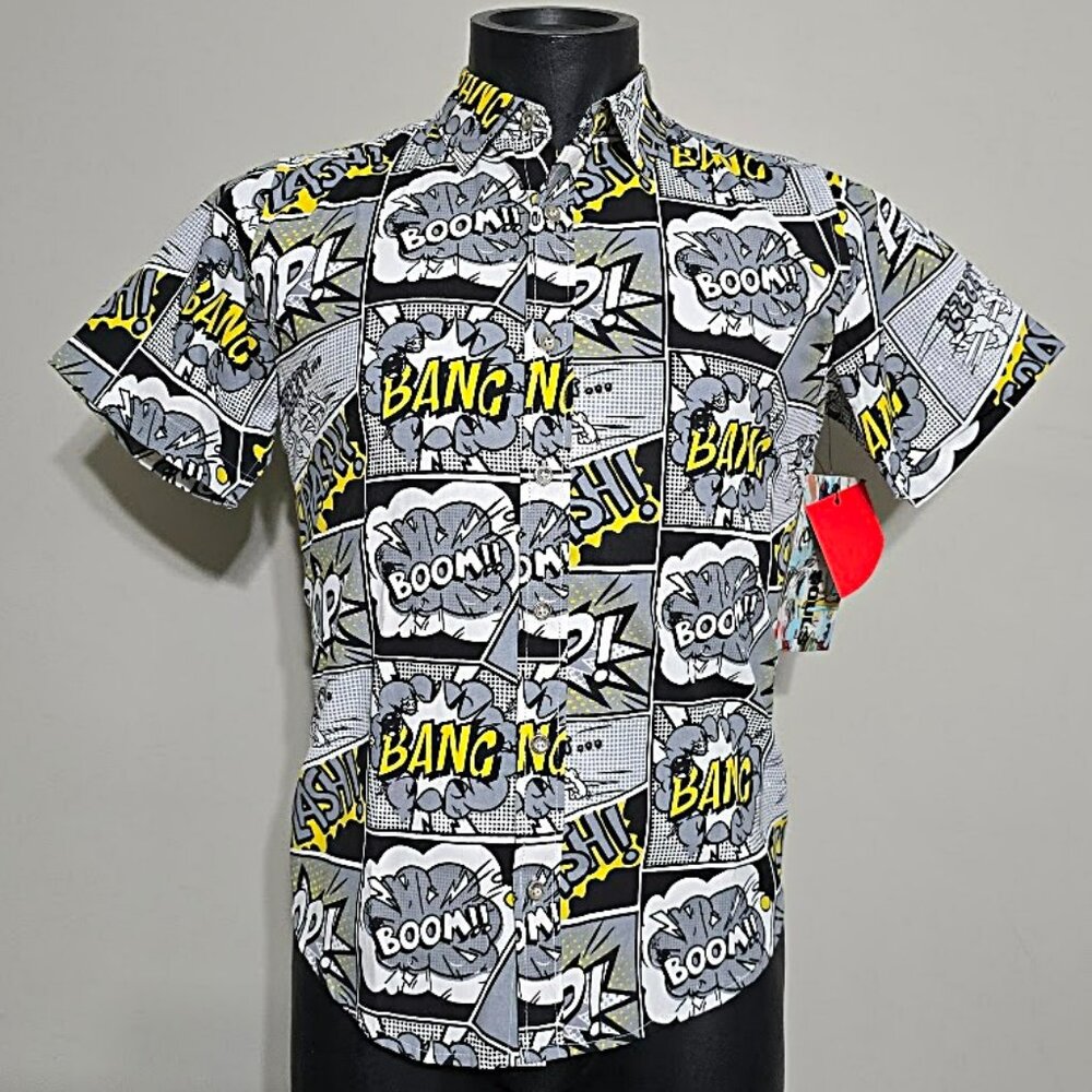 Seven Souls NWT Pop Art Comic Strip Button Down | Boys 18 / Men's XS | AOP Manga